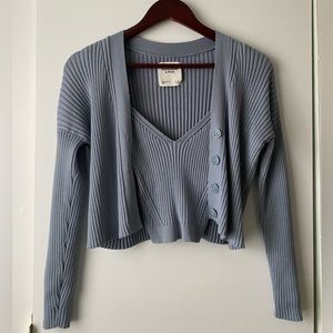 Abercrombie & Fitch Blue Ribbed Cardigan Sweater